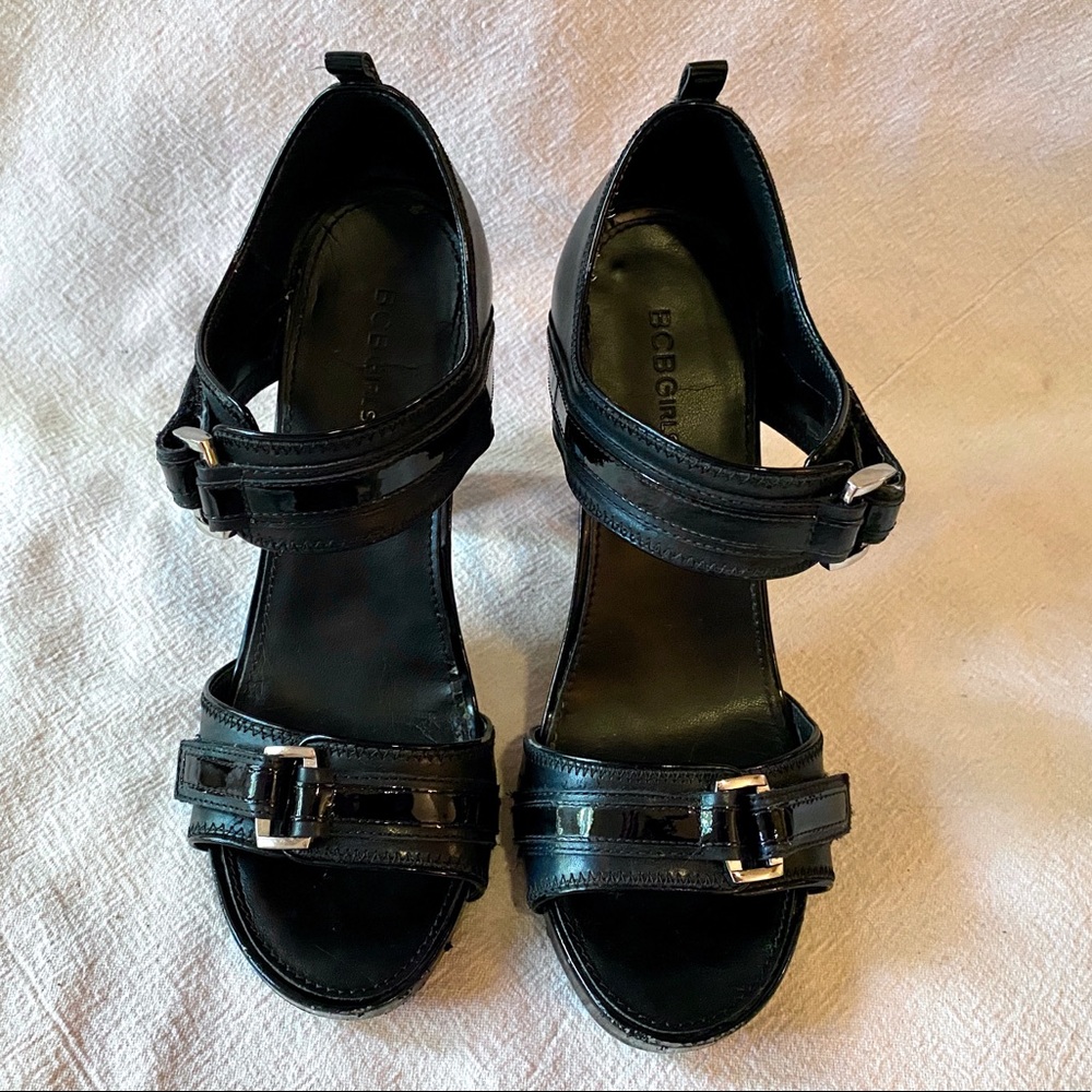 BCBGirls Mixed Media Velcro Closure Heels, 9.5 M